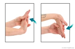 Person doing wrist flexor stretch.
