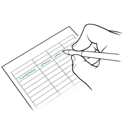 Piece of paper with hand writing down results.