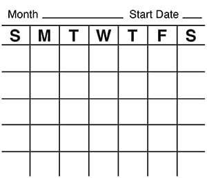 Chart for recording weight every day.